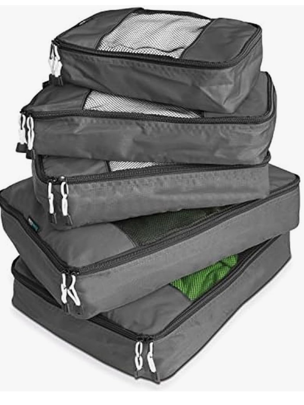 Travel Wise Packing Cubes for Travel - 5 Piece Set Gray and Black Brand New